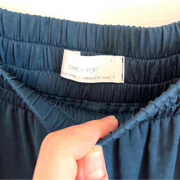 OAK + FORT silky teal wide leg flowy pants - Picture 5 of 5